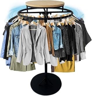 Round Garment Rack, Floor Standing Rotatable Clothing Rack, Clothes Retail Display Stand, for Bedroom Boutique Commercial Shop Laundry Room
