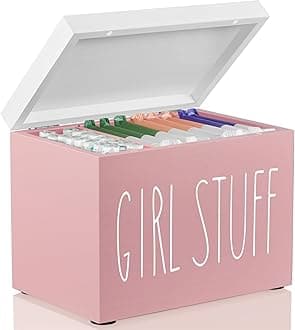 Tampon Holder for Bathroom, Pink Lady Stuff Box for Bathroom Accessories, Pink Bathroom Decor,Feminine Product Organizer, Pad Organize Case with hinged lid, Shark Week Tampon Storage