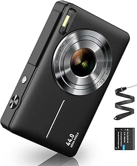 CAMKORY Digital Camera 1080P 44MP FHD Compact Digital Camera 16X Digital Zoom Anti-shake Vlogging Camera for Kids Students Seniors Beginner Black