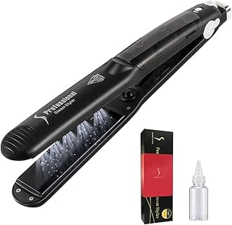 Steam Straightener for Hair, Professional Steam Flat Iron Salon Ceramic Tourmaline Vapor Steam Ionic Straightening Iron 2 in 1 Hair Straightener and Curler Dual Voltage Adjustable Temp