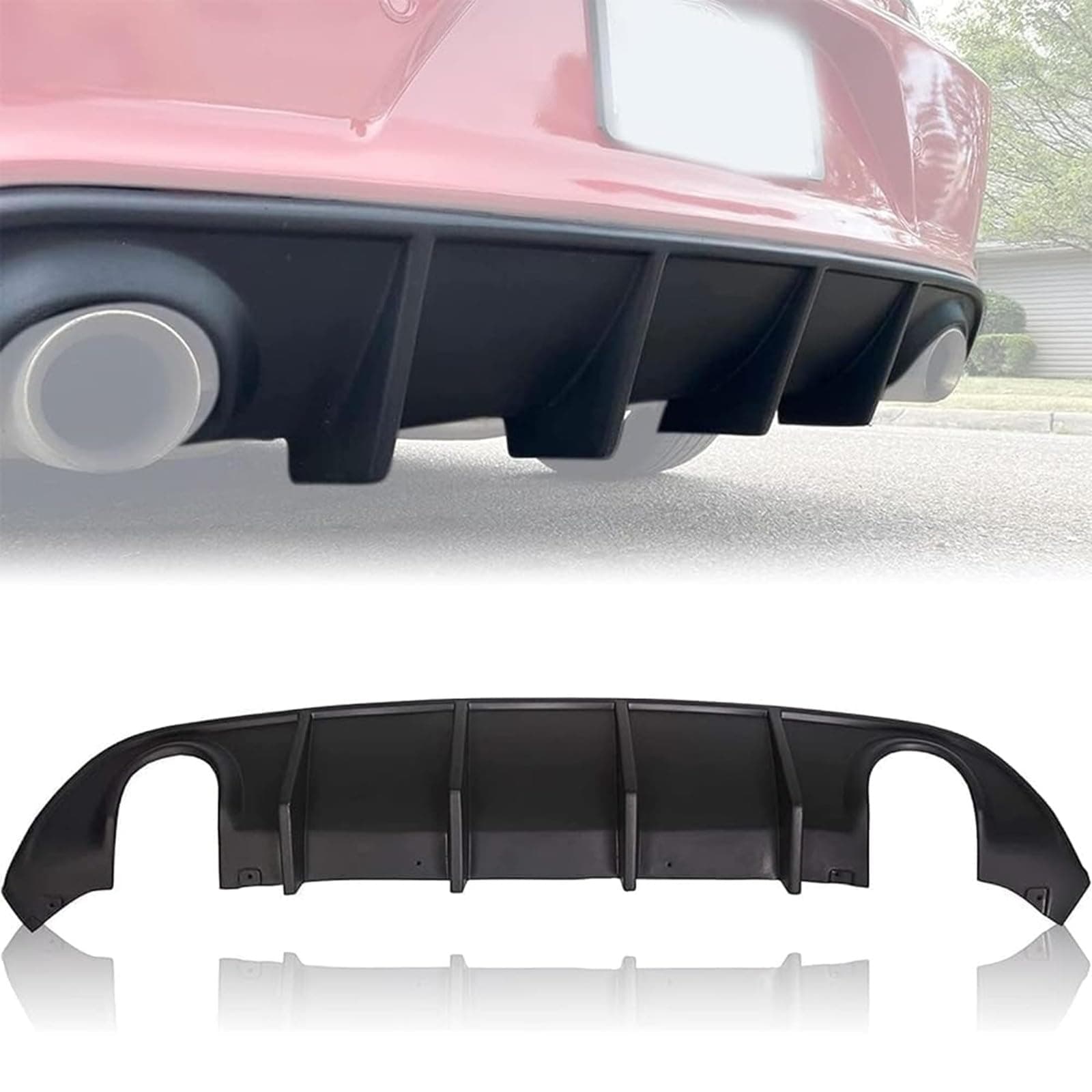 Rear Diffuser Compatible with 2015-2024 Dodge Charger Scat SRT Daytona GT R/T Non-Widebody Models Valance Rear Bumper Lip Splitter Spoiler Diffuser Black
