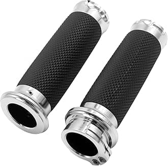 1 Inch Chrome Motorcycle Hand Grips Handlebar Grips Cable Throttle, Motorcycle Grips Replaccement for Harley Davidson Sportster Touring Dyna Softail Street Glide 883 1200