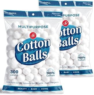 DecorRack 600 Small Cotton Balls for Make-Up, Nail Polish Removal, Applying Oil Lotion or Powder, Multi-Purpose Mini Cotton Balls 100% Natural Cotton, Soft Absorbent for Household Needs (600 Count)