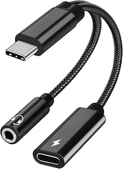 2 in 1 USB C to 3.5mm Headphone and Charger Adapter, USB C to AUX Mic Jack with PD 60W Fast Charging for Stereo, Earphones, Compatible with iPhone 17/16, Samsung Galaxy S25/S24, Google Pixel 9/8