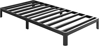 8 Inch Twin Bed Frames No Box Spring Needed, Heavy Duty Metal Twin Size Platform Bed Frame with Rounded Corner Legs, Easy Assembly, Noise Free, Black