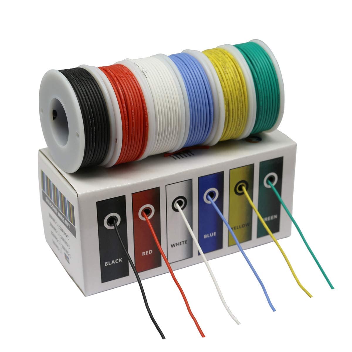 Hook up Wire Kit (Stranded Wire Kit) 30 Gauge Flexible Silicone Rubber Electric Wire 6 Colors 32.8 feet Each 30 AWG