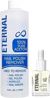 Eternal Acetone Nail Polish Remover & Cuticle Oil Drops - 100% Pure Acetone for All Nail Polish Types, Natural Gel & Acrylic Nail Care Treatment for Damaged Nails, For Men & Women