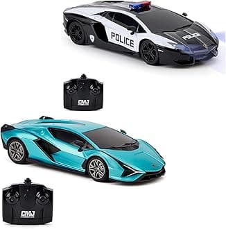 CMJ RC Cars Twin Pack 1:24 Scale Remote Control Lambo Police Car Vs Sian Twin Pack