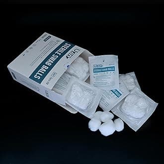 Cotton Sterile Wound Care Swabs - Individually Packaged, Sterilized (Cotton Balls S) (5pcs/Pack; 20pack/Box)