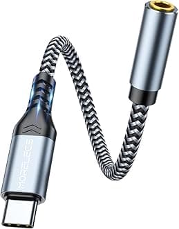 USB C to 3.5mm Audio Adapter Aux to USB C - USB Type C to 3.5mm Female Headphone Jack Adapter Compatible with iPhone 15/16 Pro Max/16 Pro/16 Plus/16, Galaxy S24 S23 S22 S21