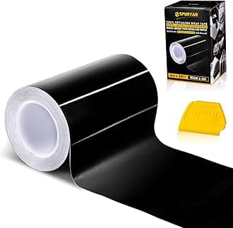 Spurtar Gloss Black Vinyl Wrap Tape-4 inch x 20 Ft Vinyl Wrap for Cars Air Release Strong Adhesive Detailing Paper Anti-Scratch Tape Door Sill Protectors Strips for Most Vehicles (10cm x 6m)