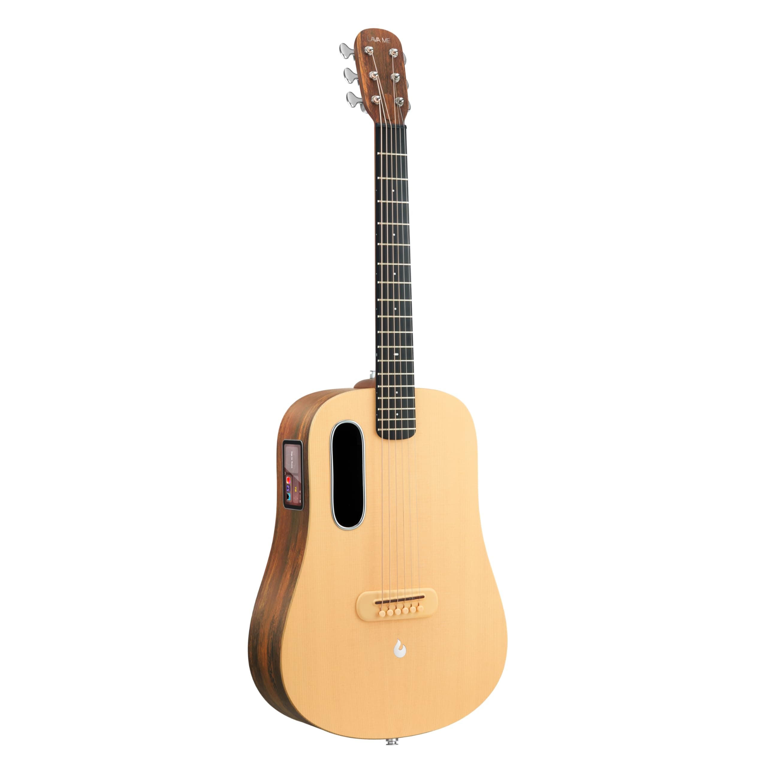 LAVA ME 4 Solid Spruce Top Series, HILAVA 2.0 Smart Acoustics Electric Guitar, Right Hand, with 3.5" Touch Screen, FreeBoost 2.0, Ideal Bag, Woodgrain Brown/Burly Wood, 36"