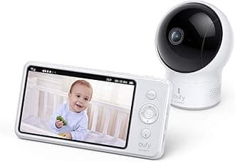 eufy Security SpaceView Pro Video Baby Monitor with 5" Screen, Two-Way Audio, 720p, Pan & Tilt, Night Vision, Lullaby Player, Wide Angle Lens Not Included (No App Required) (Renewed)