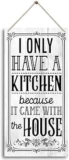 Rustic Farmhouse Kitchen Sign - Funny Decor for Counter or Wall, Perfect for Rustic Kitchens