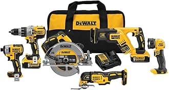 Power Tools Set 20V MAX, 6 Tools Cordless Power Tool Combo Kit, 2 Batteries, Charger, Hammer Drill Driver, Impact Driver, Circular Saw, Reciprocating Saw, Oscillating Multi-Tool,LED (DCK694P2)