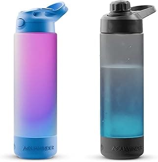 Aquaminder Silicone Smart Water Bottle With Hydration Reminder For Adult & Kids With Easy Grip, Glows & Beep Feature Frosted 770 Ml | Perfect For Gift, Gym,Office & Daily Use (Volga+Indus(Blue))