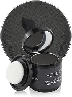 VOLLUCK Root Touch up Powder 10g – Covers Grey Roots & Conceals Thinning Hair, Hairline Powder for Men & Women – Natural Look, Easy to Use & Compact for Quick Touch Ups (Black)