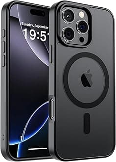 SUPFINE Magnetic for iPhone 16 Pro Max Case (Compatible with MagSafe) (Military Grade Drop Protection) Translucent Matte Shockproof Phone Cover, Black