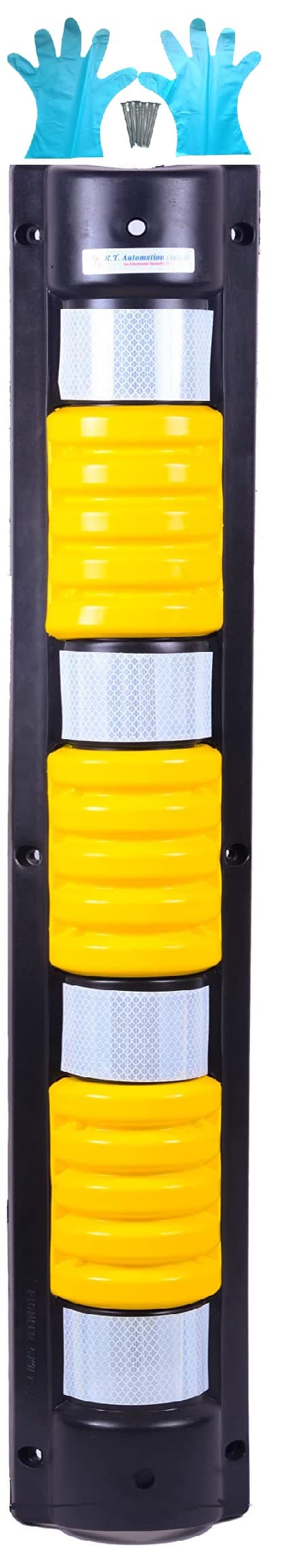 K T I® Reflective Corner Guard Wall Corner Protector with Yellow Strips for Garage Parking - Black and Yellow (80 X 10 cm)