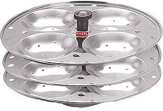 HAZEL Idli Stand Stainless Steel | 3-Rack Idli Plates for 12 Pieces Regular Size Idli Preparation | Supreme Quality Food Grade Idli Stand