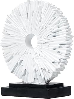 Abstract Statue for Home Decor,Office Desk Sculpture for Men,Creative Round Line Ornament for Bookshelf,Modern Decorative Sculpture,Bedroom,Livngroom,Table(White)