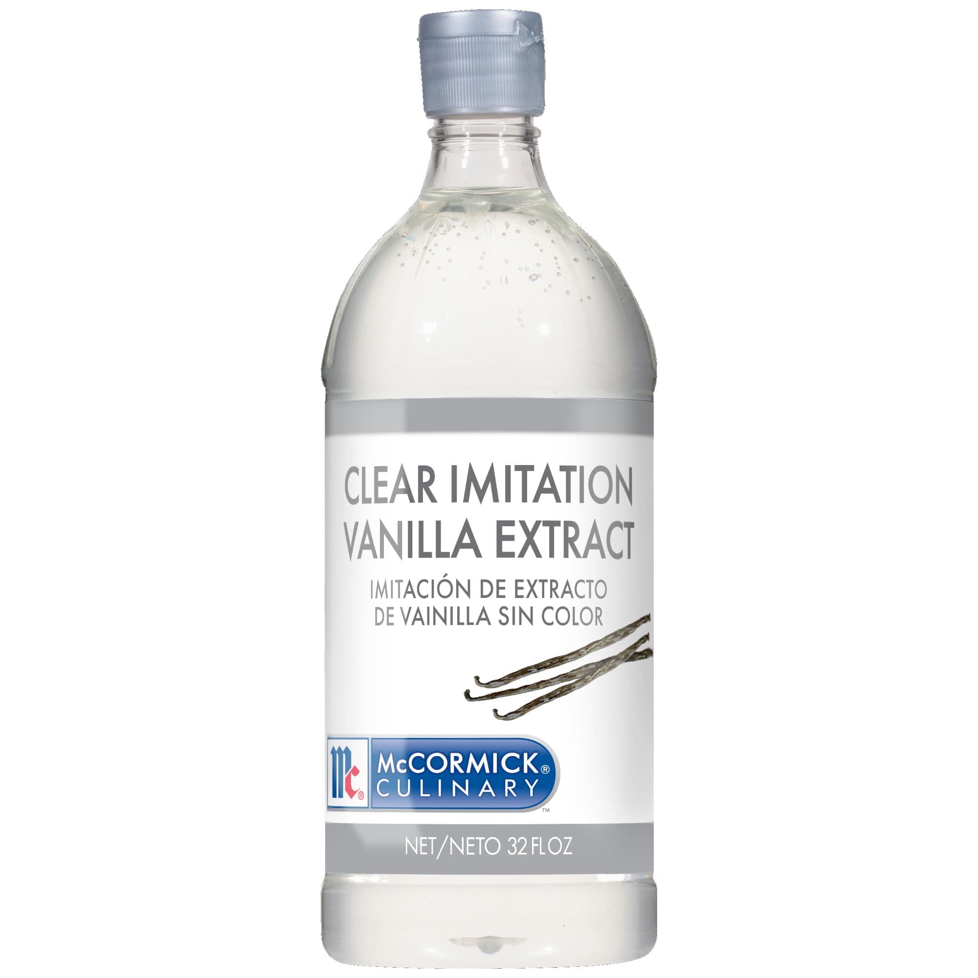 McCormick Culinary Clear Imitation Vanilla Extract, 32 fl oz - One 32 Fluid Ounce Bottle of Clear Vanilla Flavoring for Baking, Perfect in Baked Goods, Frostings, Custards and Desserts