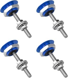 4PCS Universal Vehicle Hood Pins, Quick Release License Plate Lock Clip, Push Button Bonnet Kit, Aluminum Alloy Quick Latch Lock for Auto Bumper, Diameter 1.18 inch Fits Most Cars (Blue)
