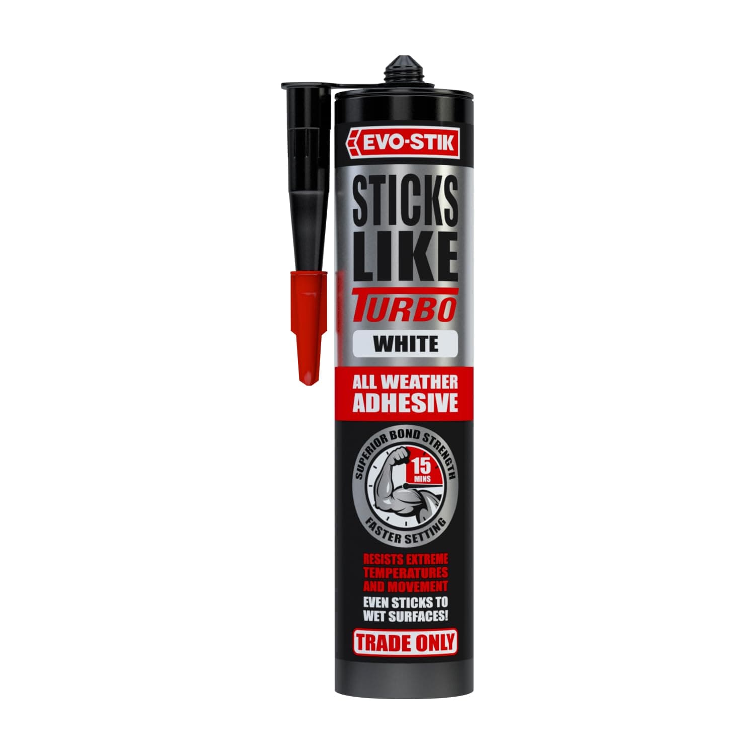 EVO-STIK Sticks Like Turbo Adhesive White - 290ml - All Weather - Fast Setting - Extreme Temperature & Movement Resistant