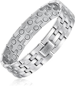 USWEL Men Anti-Stress Magnetic Therapy Bracelet - Arthritis & Carpal Tunnel Magnetic Bracelets for Men | Magnetotherapy Body Firming Bracelet, Boost Metabolism Energy Magnetic Bracelet, Birthday Lymphatic Health Jewelry