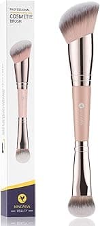 Foundation Brush, Dual-Ended Angled Makeup Brush for Foundation and Contour Blending Liquid Powder, Concealer Cream Cosmetics Blush, Cruelty Free Vegan (Pink)