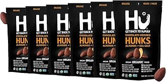 Keto Friendly Vegan Hunks |Chocolate Covered Almonds With Sea Salt | 6 Pack | Non-GMO, Gluten Free, Paleo, Organic Dark Chocolate