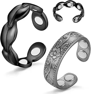 7X Copper Rings for Women 99% Solid Pure Copper Ring Adjustable with Present Box (2PCS Black)