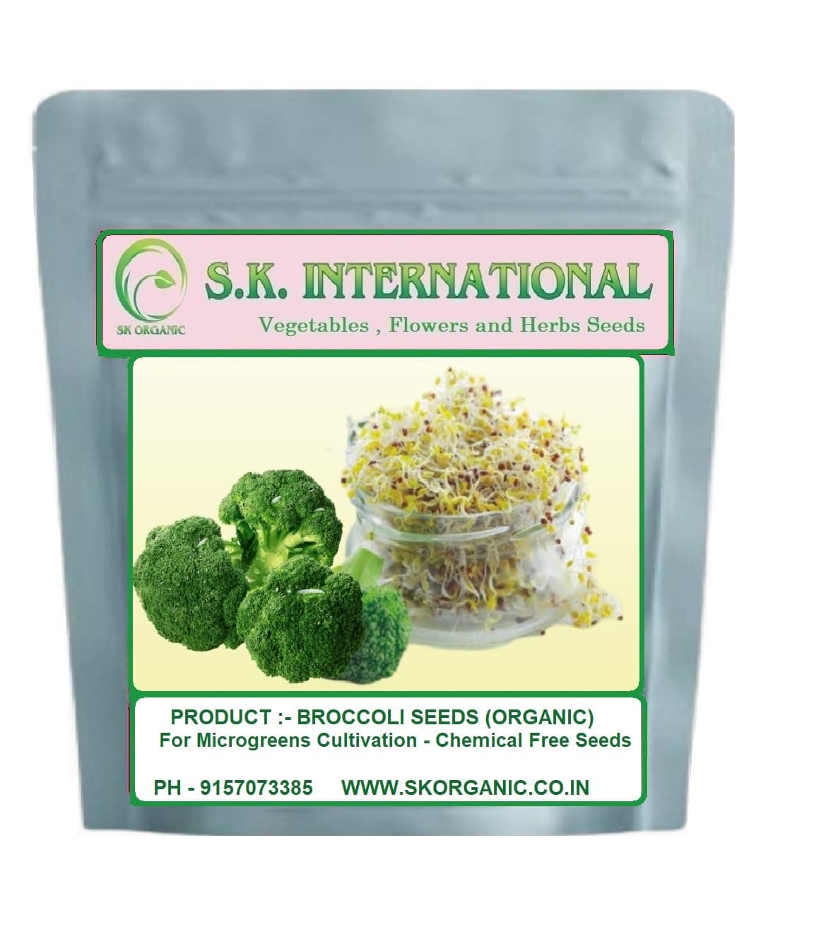 Broccoli Seeds for Microgreens, Open Pollinated, High Germination, Non-Treated, Non-GMO (50 gms)
