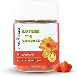 Nature's Key Lutein Gummies 12mg with Zeaxanthin & Vitamin A for Kids and Adults | Eye Health and Brain Function Supplement | Orange Flavor, 60Ct