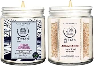 7LEAVES INC Abundance Scented Candles for an Unlimited Mindset, Road Opener Candles Embrace New Opportunities, Dream Bigger, Clear All Obstacle & blockages (2 Pcs)