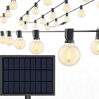 Solar String Lights Waterproof LED Indoor/Outdoor Hanging Umbrella Lights with 25 Bulbs - 27 Ft Patio Light for Deckyard Tents Market Cafe Gazebo Porch Party Decor (25 Light Bulb)