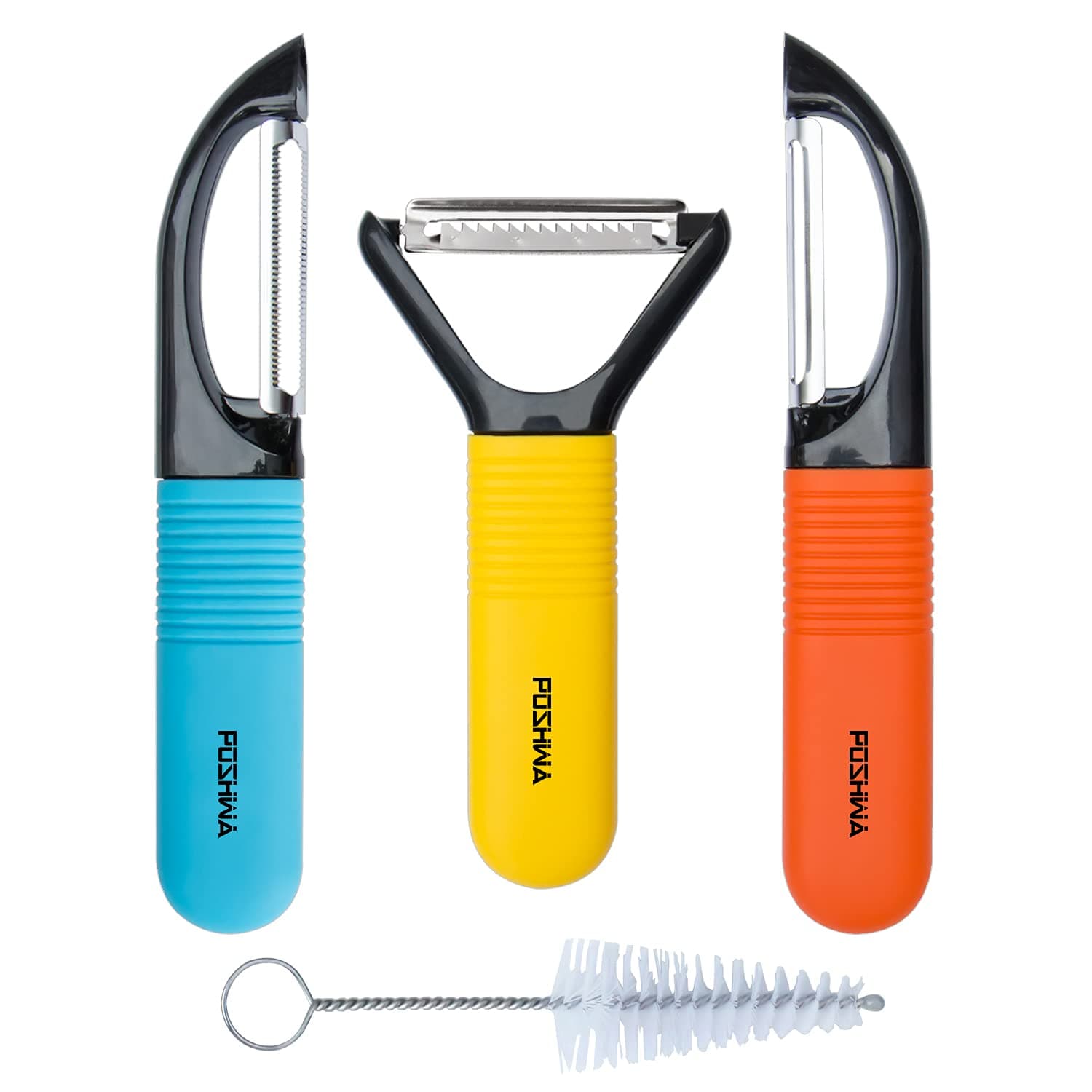 Peelers Razor-sharp Vegetable Peeler Set 3 Pieces Fruit Apple Peeler Straight Serrated Stainless Steel-Blade Veggie Tomato Potato Peeler Y Julienne Peeler Slicer Good Grips Ergonomic Handle