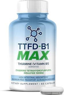 TTFD Thiamine B1 Supplement 60Capsules Made in USA- Thiamine TTFD Vitamin B1 MAX, High-Potency Supplement for Energy & Focus, Supports Healthy Nerve Function & Overall Wellness by MaxLife Naturals