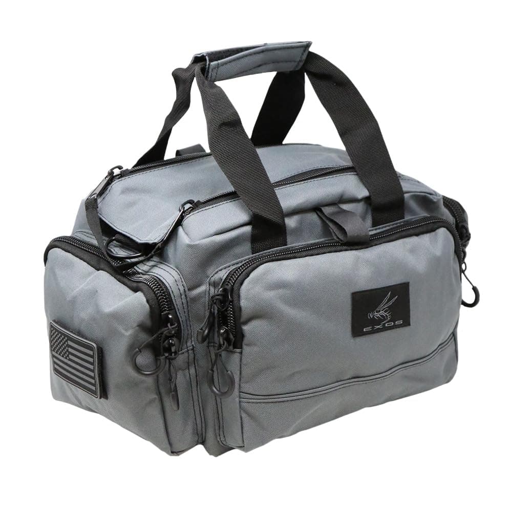 Exos Tactical Range Bag - Medium Size Range Bag for Shooting - Gun Case for Handguns, Ammo Storage, Tactical Backpack, Molle Webbing, Free Subdued USA Patch