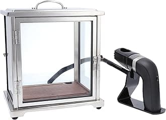 Fortessa Crafthouse Professional Barware by Charles Joly Stainless Steel and Glass Smoking Box with Handheld Smoker for Cocktail/Beverage/Cheese/Food, Clear/Black