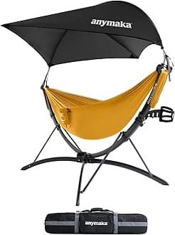anymaka Set Up in 3 Seconds Adjustable Portable Aluminum Alloy Hammock Stand for Outside with Chair Mode & Lounge Mode up to 105''