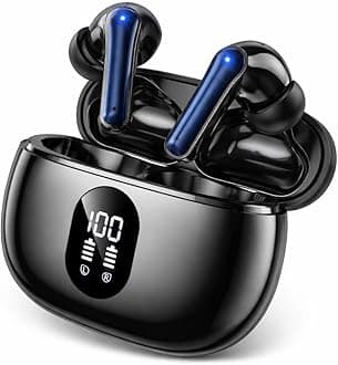 ZZU Wireless Earbuds, 2025 Ear Buds with Big Bass Stereo Sound, Lightweight Bluetooth Earbuds with 48 Hours Playtime, in-Ear Fit Earphones, IPX7, Hands-Free Calls with AI for iPhone, Android, Pad