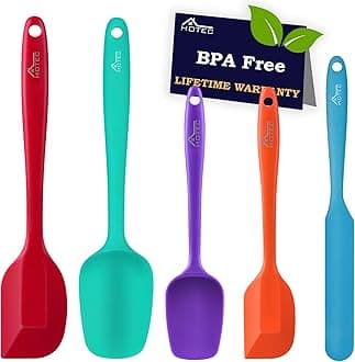 Heat Resistant 600℉ Food Grade Silicone Rubber Spatula Set for Baking, Cooking, and Mixing Non Stick Dishwasher Safe BPA-Free Multicolor Set of 5