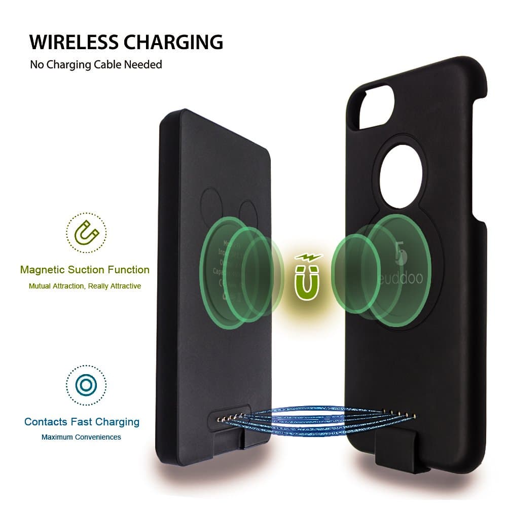 Magnetic Smart Battery Case 5000mAh for iphone 6 Plus/6s Plus/7 Plus Battery Pack Slim Portable Wireless detachable battery case 5.5" Black iphone battery case