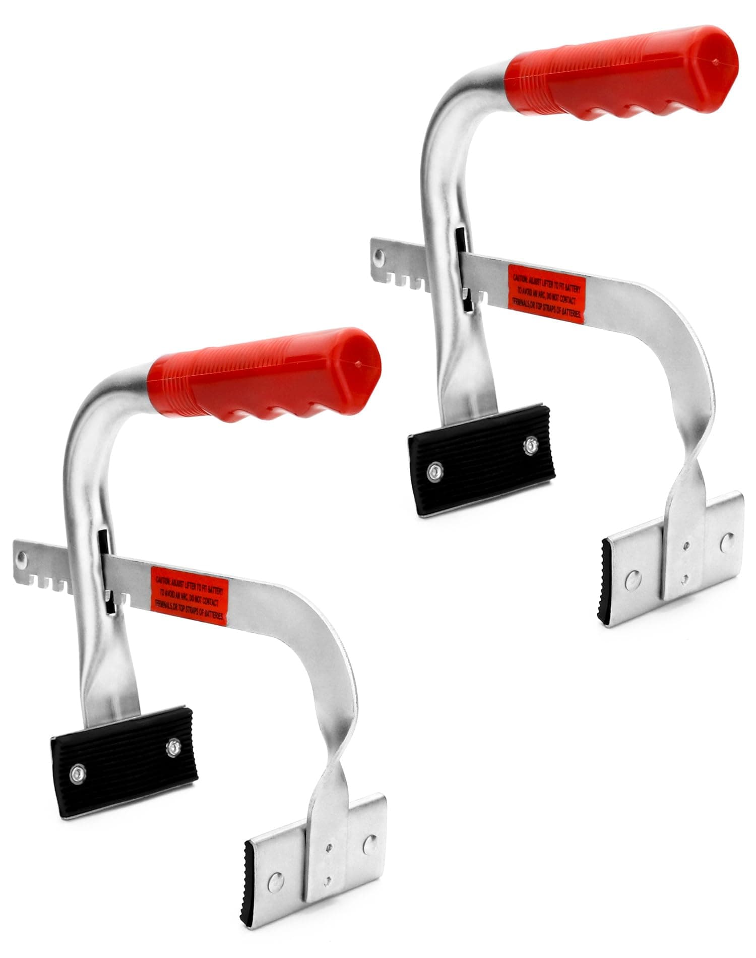 QWORK Battery Carrier, Battery Rack with Pads, Adjustable from 5" to 7", for Lifting and Carrying Batteries, 2 Pack