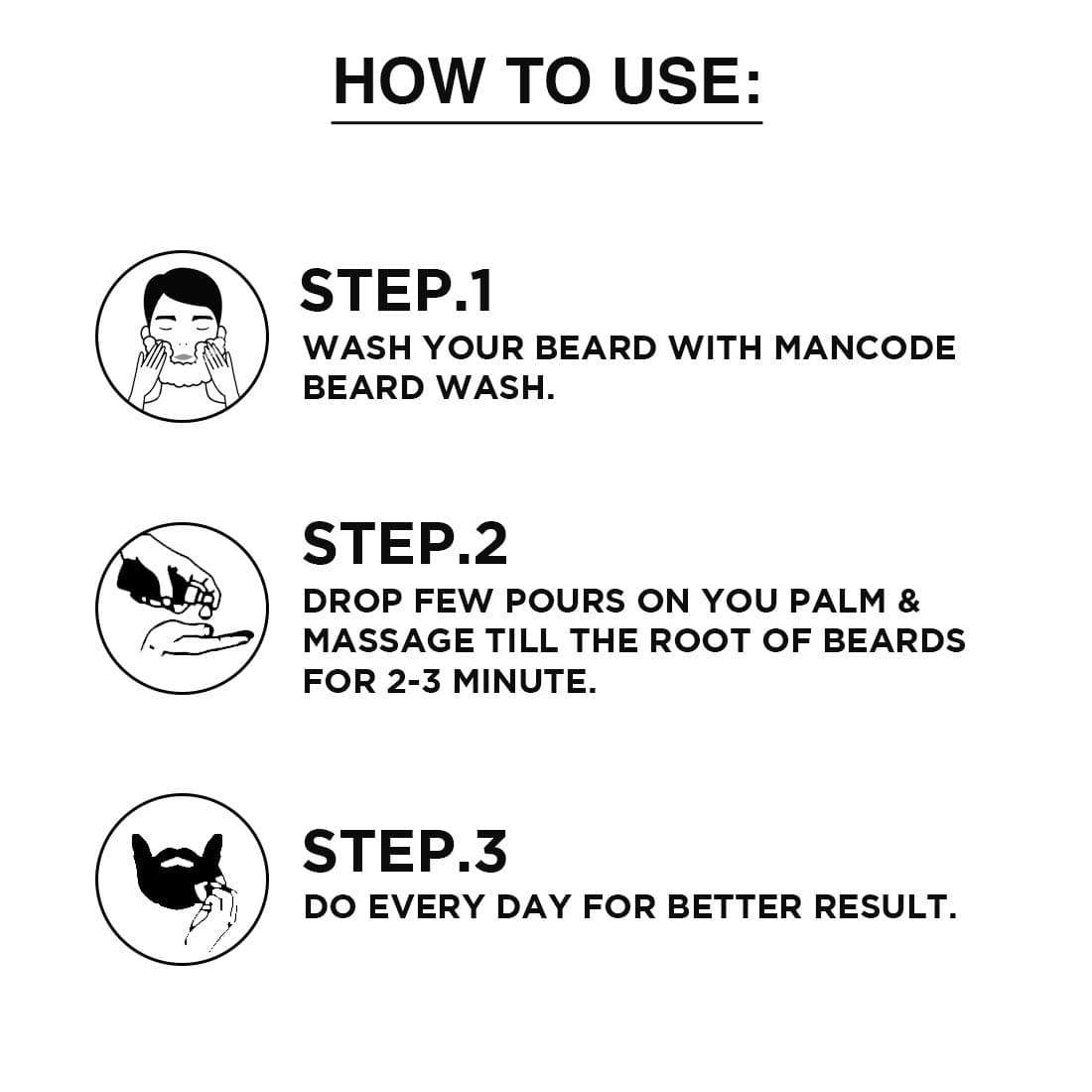 MAN CODE Mancode Beard Growth Oil + Beard Wash&Conditioner 50Ml + 200Ml|For Patchy Beard Mens Grooming Beard&Mustache Care Kit Combo For Men,100 Grams