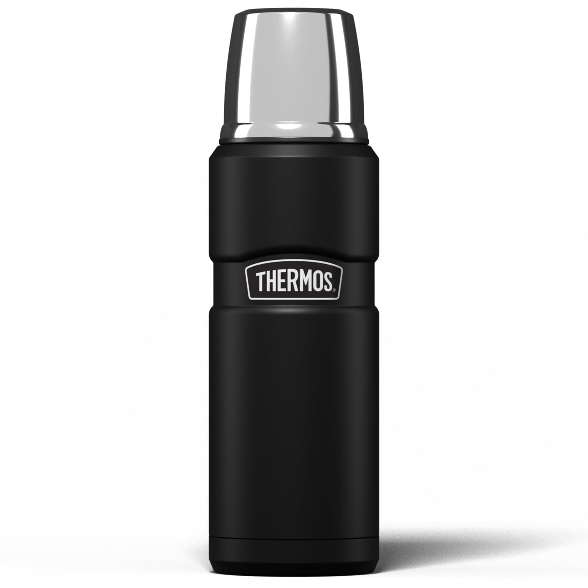 Stainless King 470ml Multi-Purpose Thermos Flask - Original-Style Flask can be used as Travel Mug or Insulated Water Bottle for Daily Commute & Weekend Adventures – Matt Black