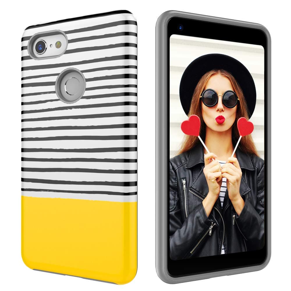 Case for Google Pixel 3,Digital Hutty Dual Layer Shockproof Heavy Duty Protective Cover for Google Pixel 3 Yellow