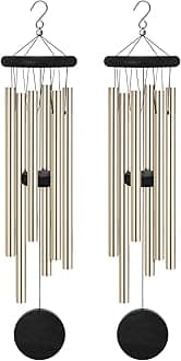 2 Pack Memorial Wind Chimes Outdoor,Garden Wind Chimes with 6 Aluminum Alloy Tubes and Hook,Memorial Wind Chimes for Home Decor Garden Patio Outdoor