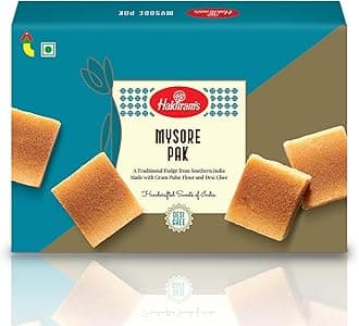 Haldiram's Mysore Pak 400 g | Indian Mithai | Traditional Taste of Mysuru | Cereal Based Dessert | No Added Colours or Preservatives | Healthy and Delicious Sweets | Indian Sweets Gift Pack